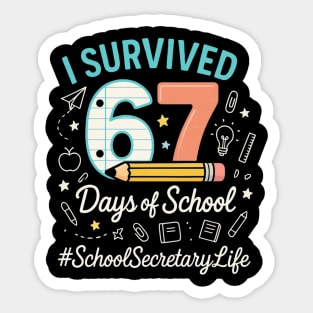 I Survived 67 Six Seven Meme Funny 67 Trendy Gen Alpha Design Sticker